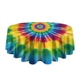thumbnail image 5 of Colorful Tie Dye Mandala Pattern Round Tablecloth 60"x60",Wrinkle Wipeable Table Cloth for Kitchen Dining Room Picnic Patio Party, 5 of 6