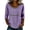 Purple, variant on Womens 3/4 Sleeve Shirts Lace Patchwork Crew Neck Blouses Casual Summer Boho Tops White L