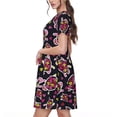 thumbnail image 2 of Picia Ladybug Pattern Women's Short Sleeve Summer Dress Pleated Loose Swing Knee Length Short Sleeve Swing Dresses, 2 of 6