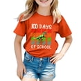 thumbnail image 4 of LUOGENLI T-Shirt pour Filles Garçon et Fille Mode Décontractée Imprimé Col Rond Manches Courtes T-Shirt Ample Maxi Tops avec Fente Ensemble Orange 12-13 Ans, 4 of 4