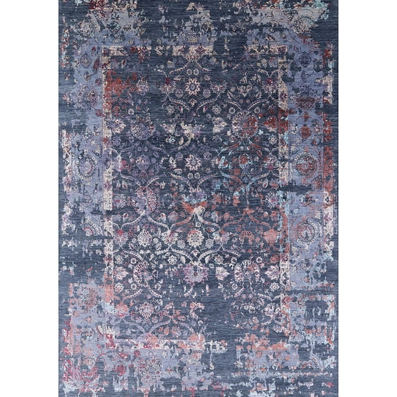 Ahgly Company Machine Washable Indoor Rectangle Industrial Modern Purple Haze Purple Area Rugs, 5' x 8'