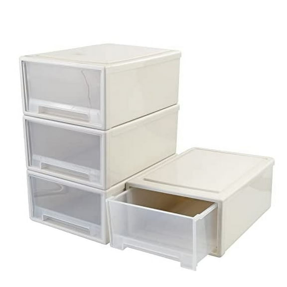 17.5 Quart Stacking Storage Drawer, 4 Pack Plastic Chest of Drawer