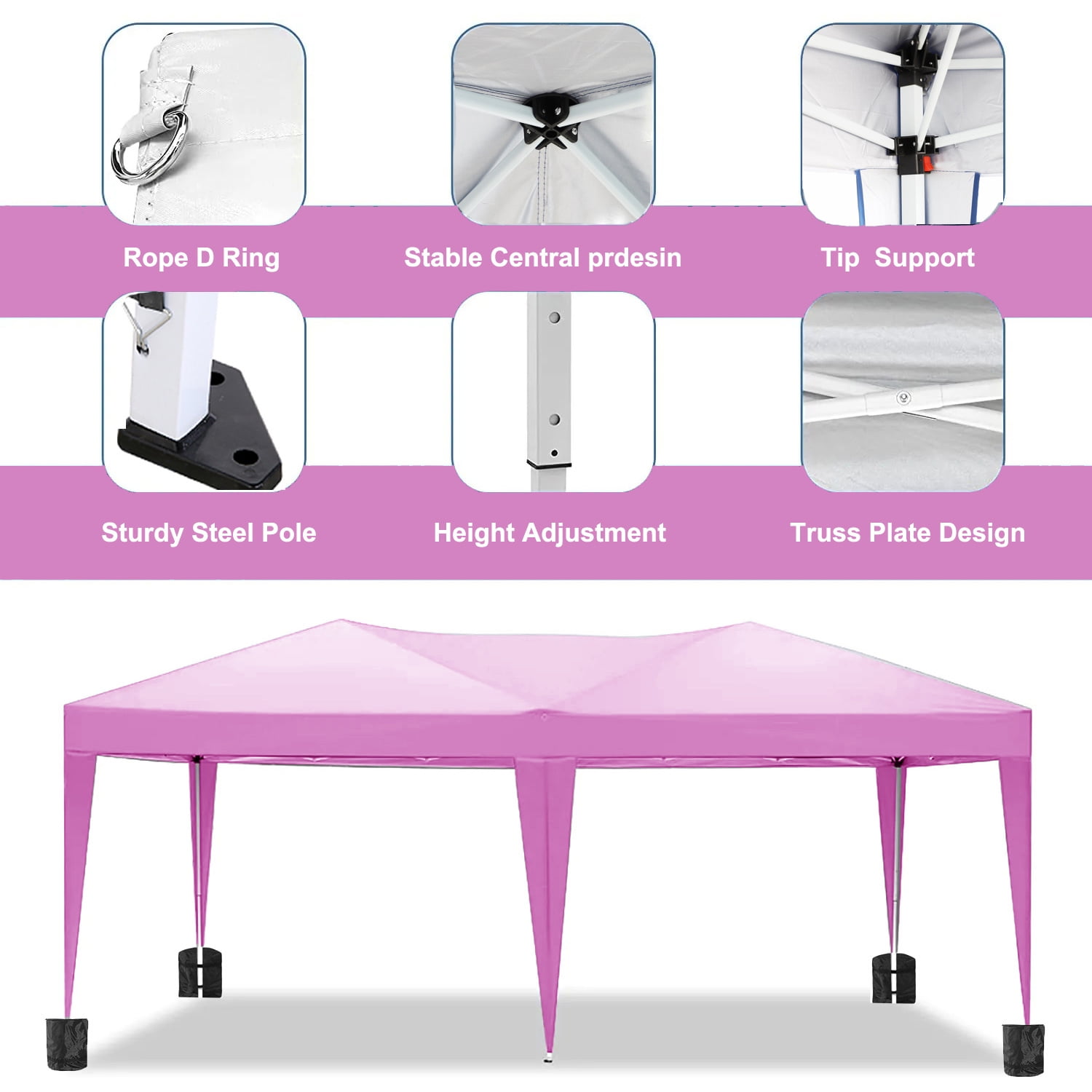 Aimee Lii 118"x235" Pop Up Tent, Backyard Canopy Gazebo with Sidewalls, Outdoor Patio Awnings for Party Camping BBQ Events, Pink Aimee Lii 118"x235" Pop Up Tent, Backyard Canopy Gazebo with Sidewalls, Outdoor Patio Awnings for Party Camping BBQ Events, Pink
