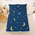 thumbnail image 5 of Manfei Sparkle Stars Print King Sheets,Night Starry Sky Bedding,Navy Yellow,4-Piece,1 Flat Sheet,1 Fitted Sheet and 2 Pillowcases, 5 of 6