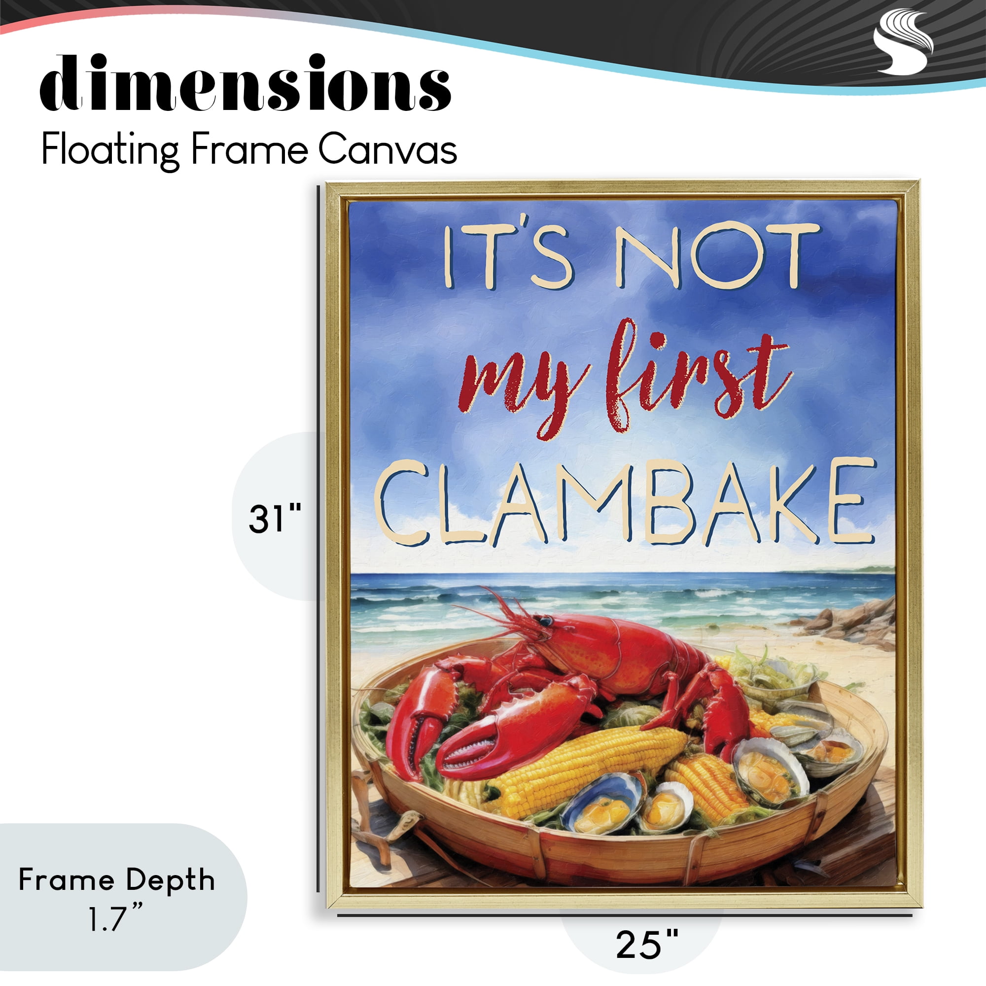 Stupell Industries Not My First Clambake Gold Framed Floater Canvas Wall Art, design by Grotto Studios