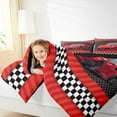 thumbnail image 4 of Feelyou Cartoon Red Automobile Bedding Comforter Set, Speed Sports Lover Twin Comforter Sets, Checkered Square Plaid Reversible Bedding Set, Lightweight Room Decor, 2-Piece, 4 of 8