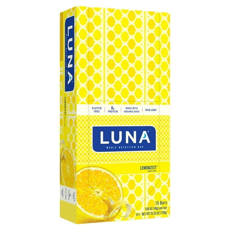 Luna Bar - Lemonzest Flavor - Gluten-Free - Whole Nutrition Snack Bars - 1.69 oz. (15 Count)