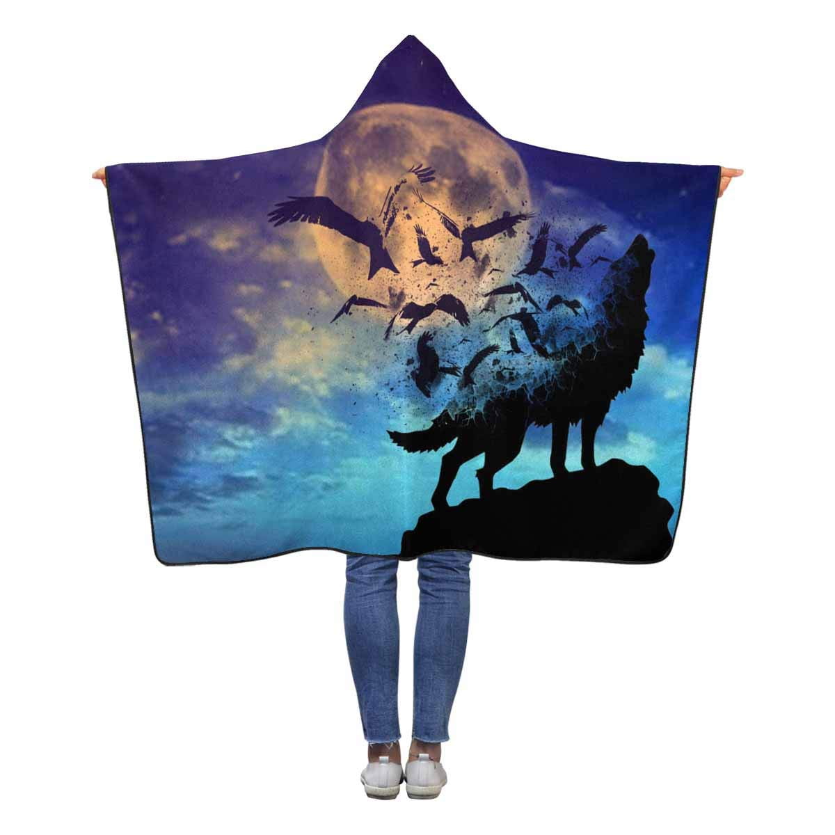 HATIART Howling Wolf Wearable Hooded Blanket 50x60 inches Kids Girls