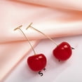 thumbnail image 4 of Tnobhg 1 Pair Women Hanging Earrings Cheey Shape Smooth Electroplated Anti-slip Lightweight Ear Decoration Jewelry Party Prom Dangle Earrings, 4 of 8