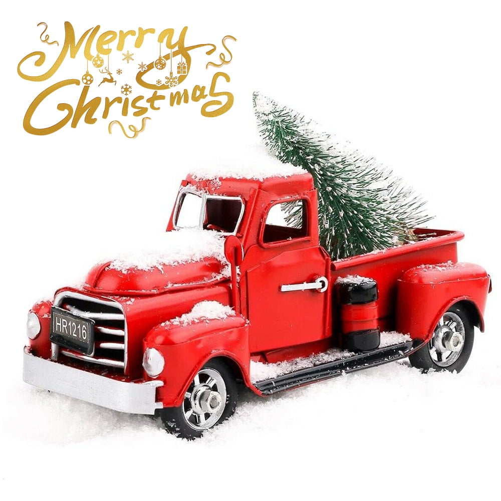 Red Christmas Truck, Red Truck Christmas Decor with Mini Christmas