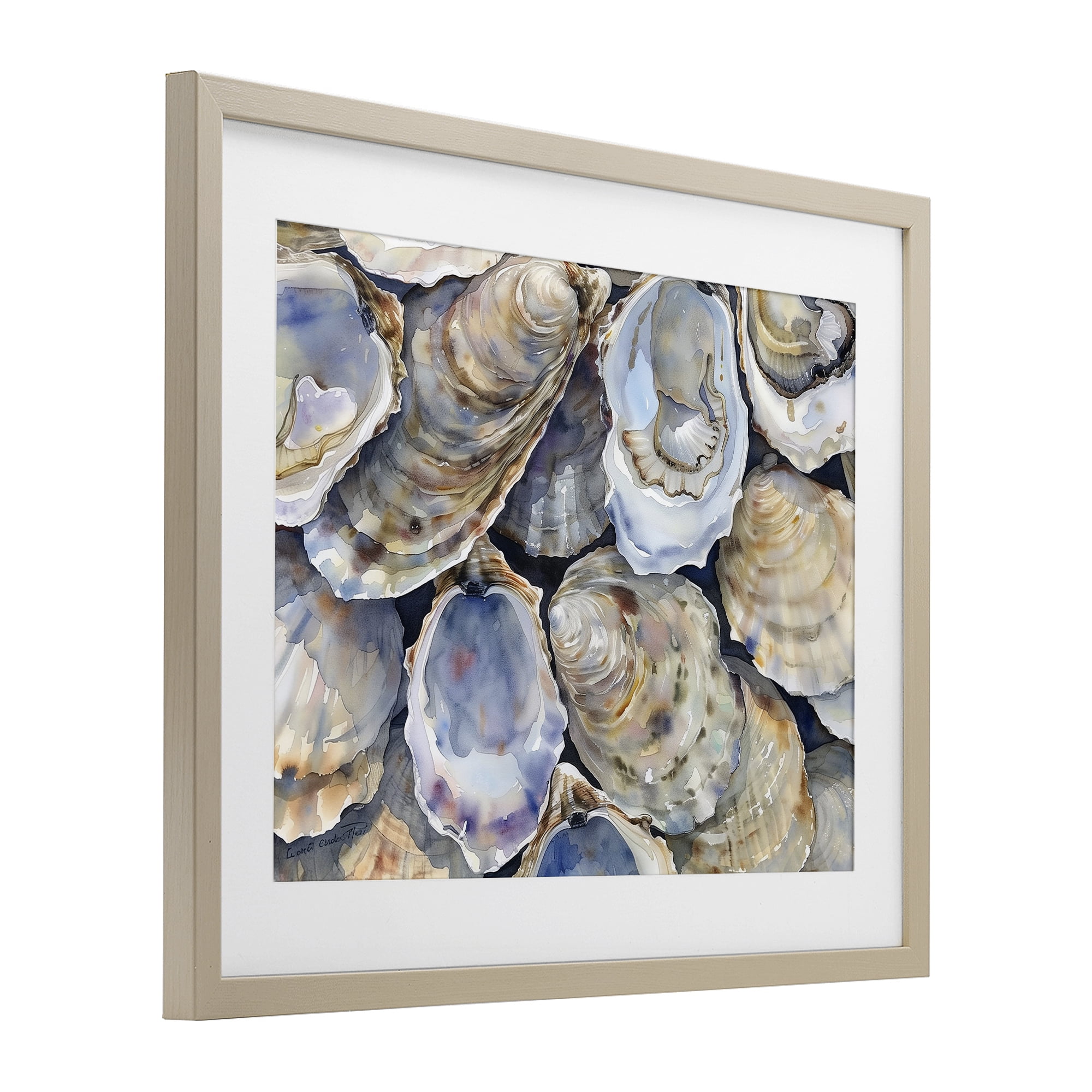 Stupell Industries Oyster Shellabration Pile Birch Framed Print Under Glass, design by Heidi Kuntz