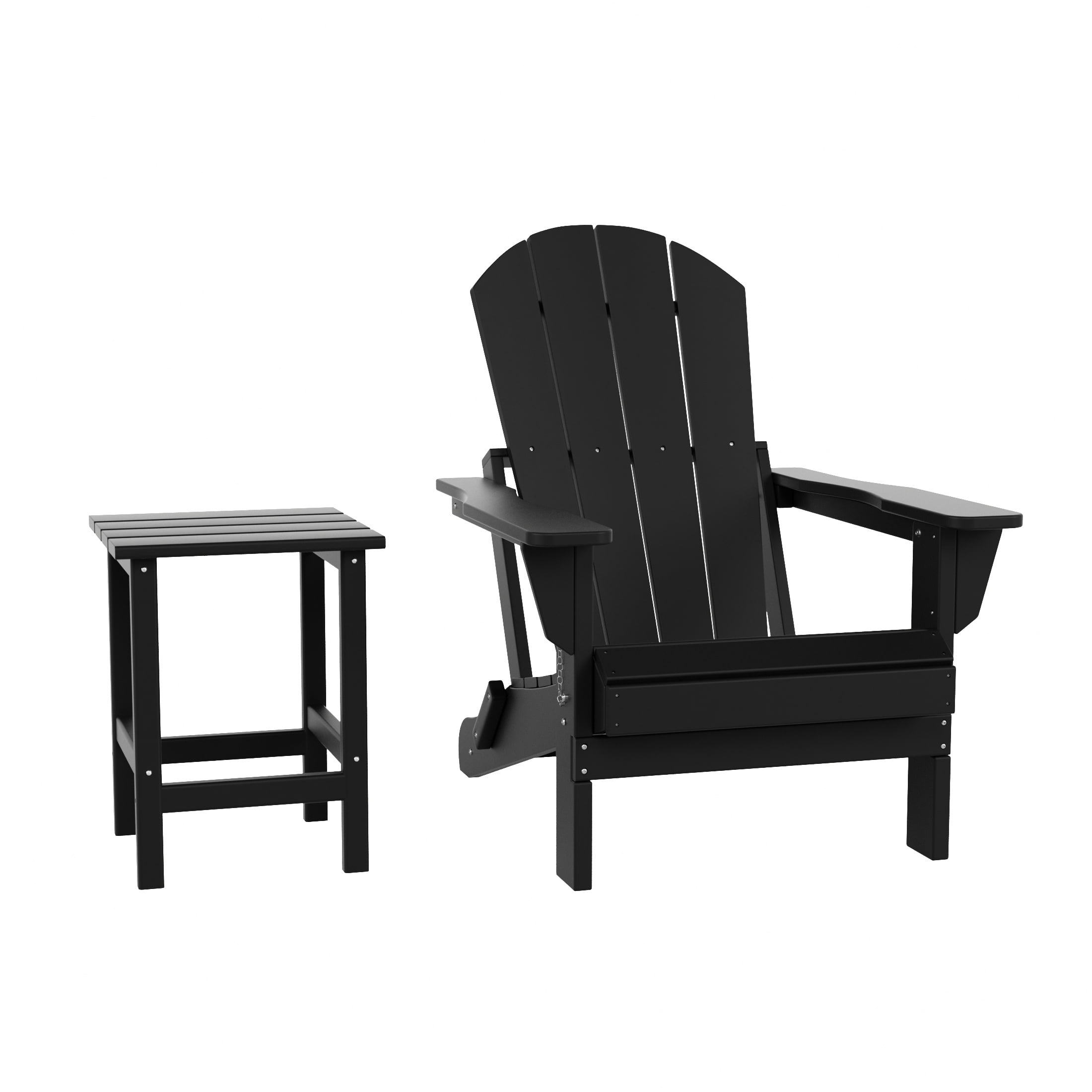 WestinTrends Malibu 2-PC Outdoor Patio Plastic Adirondack chair set with side table, Black