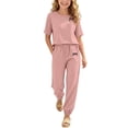 thumbnail image 2 of WRKEKC Girls Athletic Sets Printed Round Neck Short Sleeve T Shirt and Pocket Long Pants Set for 5-14 Years, 2 of 7