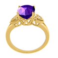 thumbnail image 5 of Mauli Jewels Rings for Women 2.42 Carat Oval Amethyst and Diamond Ring 4-Prong 10K Yellow Gold, 5 of 6