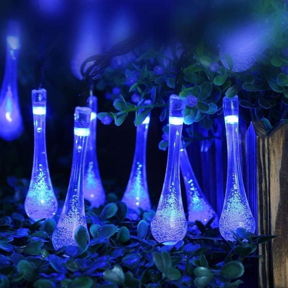 LINLIN Solar Water Drop String Lights,Waterproof LED Crystal Water Drop Fairy Lights Christmas Water Drop Lights for Outdoor Gardens Patio Homes Wedding Christmas Party