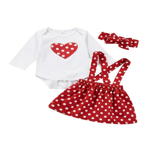 MesaSe Toddler Kids Baby Girl Valentine Outfit Set Love Heart Sweatshirt Pullover Top Pleated Tutu Skirt Red 0-3 Months
