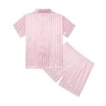 thumbnail image 4 of shoper Girls Silk Pajamas Set Satin Pjs for Kids Button-Up Top and Shorts Comfortable Lightweight Nightwear Sleepwear Loungewear for Girls Pink, 4 of 7