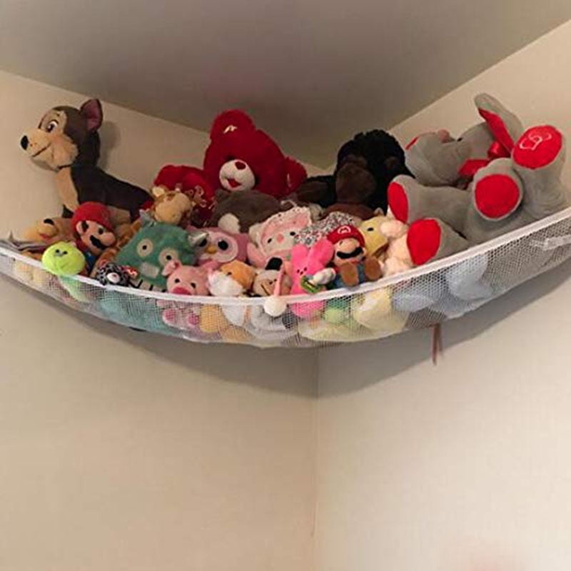 Baby Toys Pool Toys Stuffed Animal Hammock Toy Storage: Hanging Net Corner Wall Organizer for Storing Plush Toys Bedding and Bath Towels Sports Gear Jumbo 6’ Mesh Child Safe Corner Storage Net 
