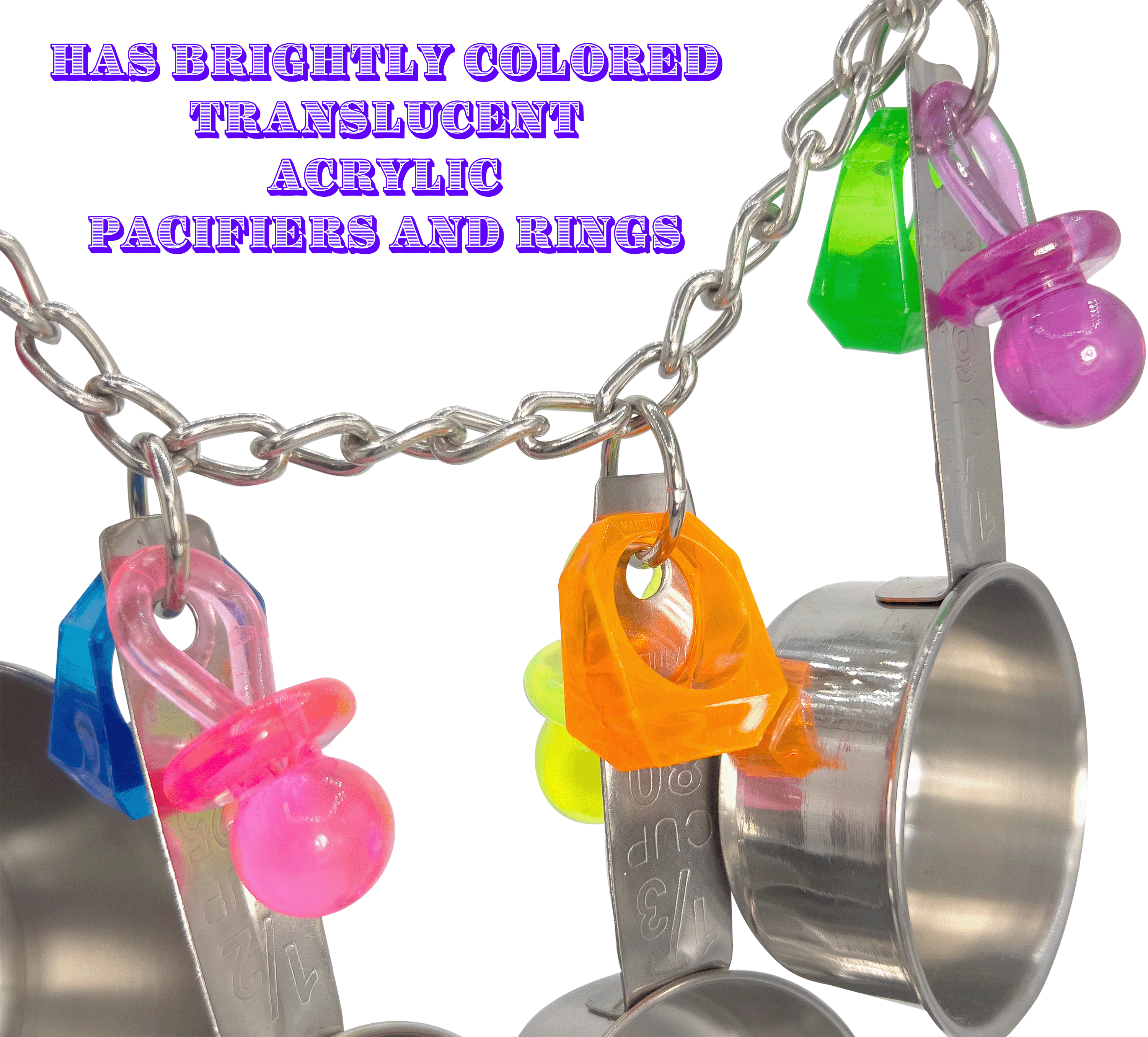 1078 Super Paci Pot Ringer - Handcrafted Shiny Noisy Hanging Bird Cage Toy