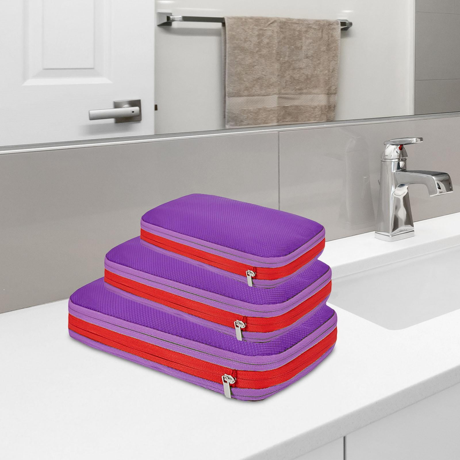 Axioma 3 Pieces Compression Packing Cubes Waterproof Double Zippers Storage Bags Double Violet