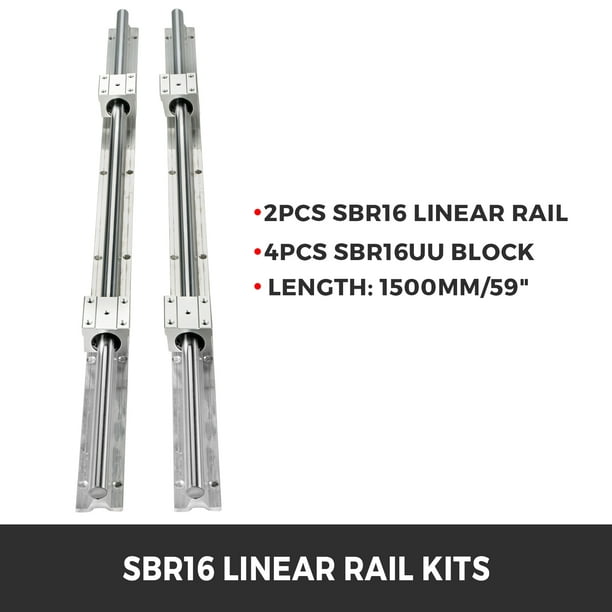 VEVOR 2PCS Rail de Guidage Linéaire SBR12 1000mm Rails Linéaires 4PCS Blocs  Roulement Kit Glissières à Roulement Linéaire pour Machines Routeurs CNC