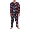 thumbnail image 3 of Salouo Skull mushroom colorful Print Button-Front Long Sleeve Pajama Set for Men, Soft 2Pjs Men's Long Sleeve Sleepwear-Medium, 3 of 7