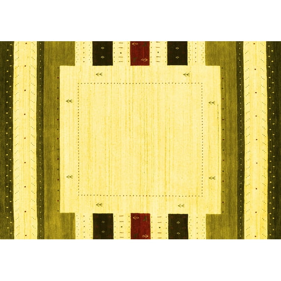 Ahgly Company Indoor Rectangle Solid Yellow Modern Area Rugs, 3' x 5'