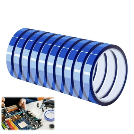 10 Rolls Electrical Tape Sublimation Heat Resistant Tape Pack, 10mm × 30m (98ft) High-Temperature Insulation Tape Set for Press Electronic Soldering Insulation