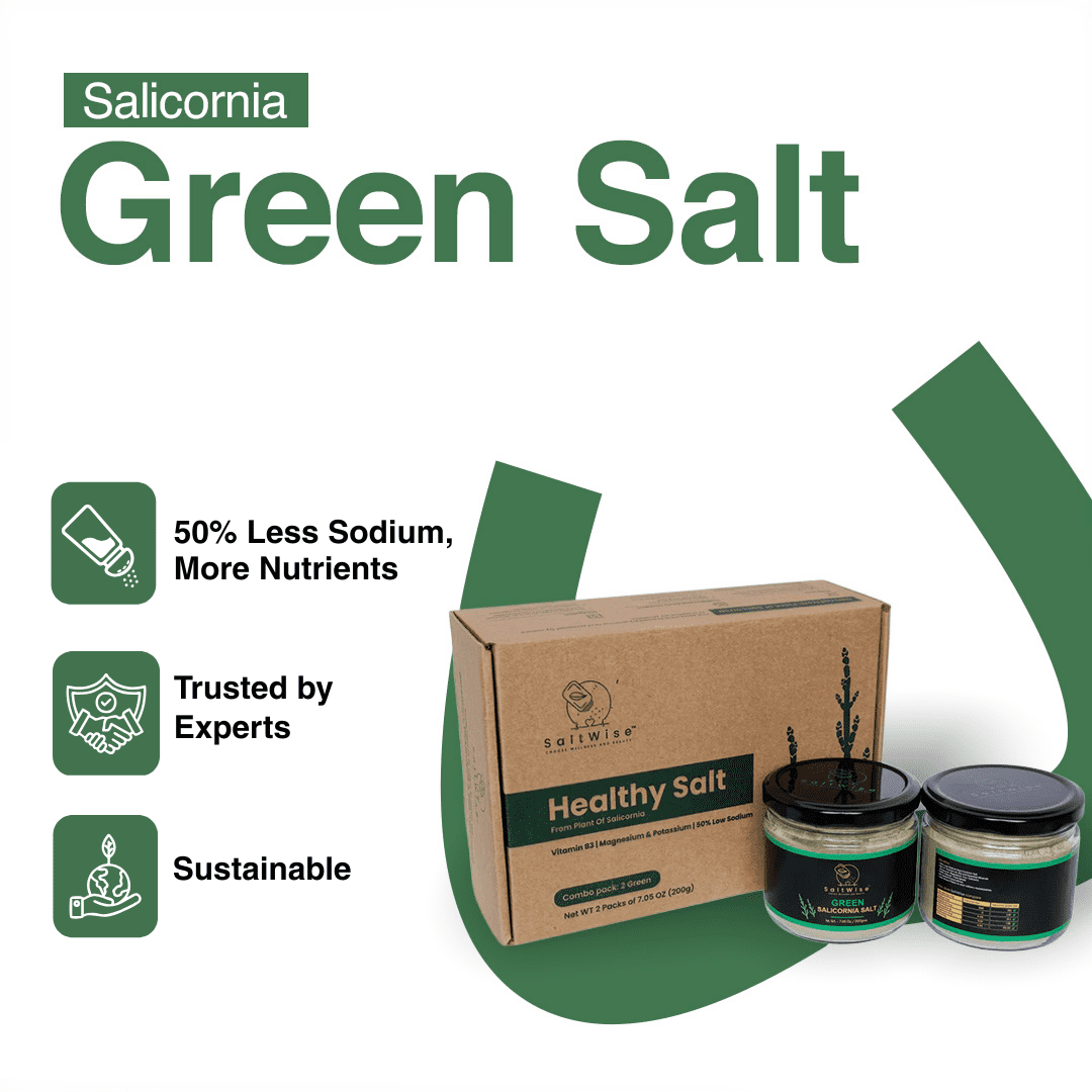 SaltWise Low Sodium Green Salicornia Salt, Plant-Based, 14.1 oz (400g)