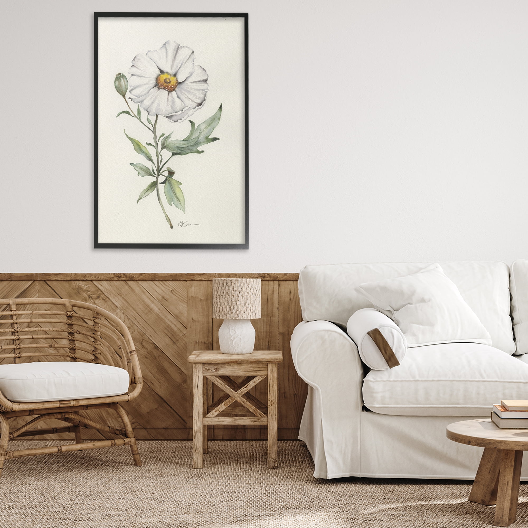 Stupell Industries Natural Wild Blossom Sprig Black Framed Giclee Art, design by Cady Driver