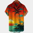 thumbnail image 2 of Camisa De Botones Para Hombre Camisa floral para hombres Tropical Casual Manga corta Botón abajo Impreso Camisas de playa (Red, M), 2 of 3
