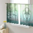 thumbnail image 3 of Sheer Curtains 45 inches Long, Fall Green Gradient Forest Light Filtering Sheer Window Curtains Rod Pocket Voile Drapes for Bedroom Living Room, 52"W x 45"L 2 Panels, 3 of 7