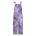 thumbnail image 4 of Conairie Womens Bib Overalls Womens Color Block Stretchy Boho Streetwear Rompers Straight Leg Pants Purple XL, 4 of 4