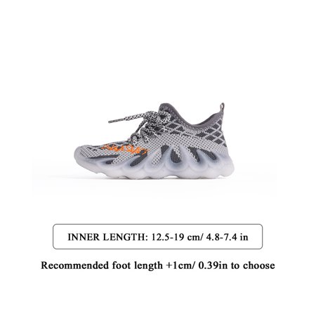 

TARANIS Girls Casual Flame Sole Design Knit Sneakers Non-slip Soft Sole Lace-up Lightweight Shoes For Outdoor Sports