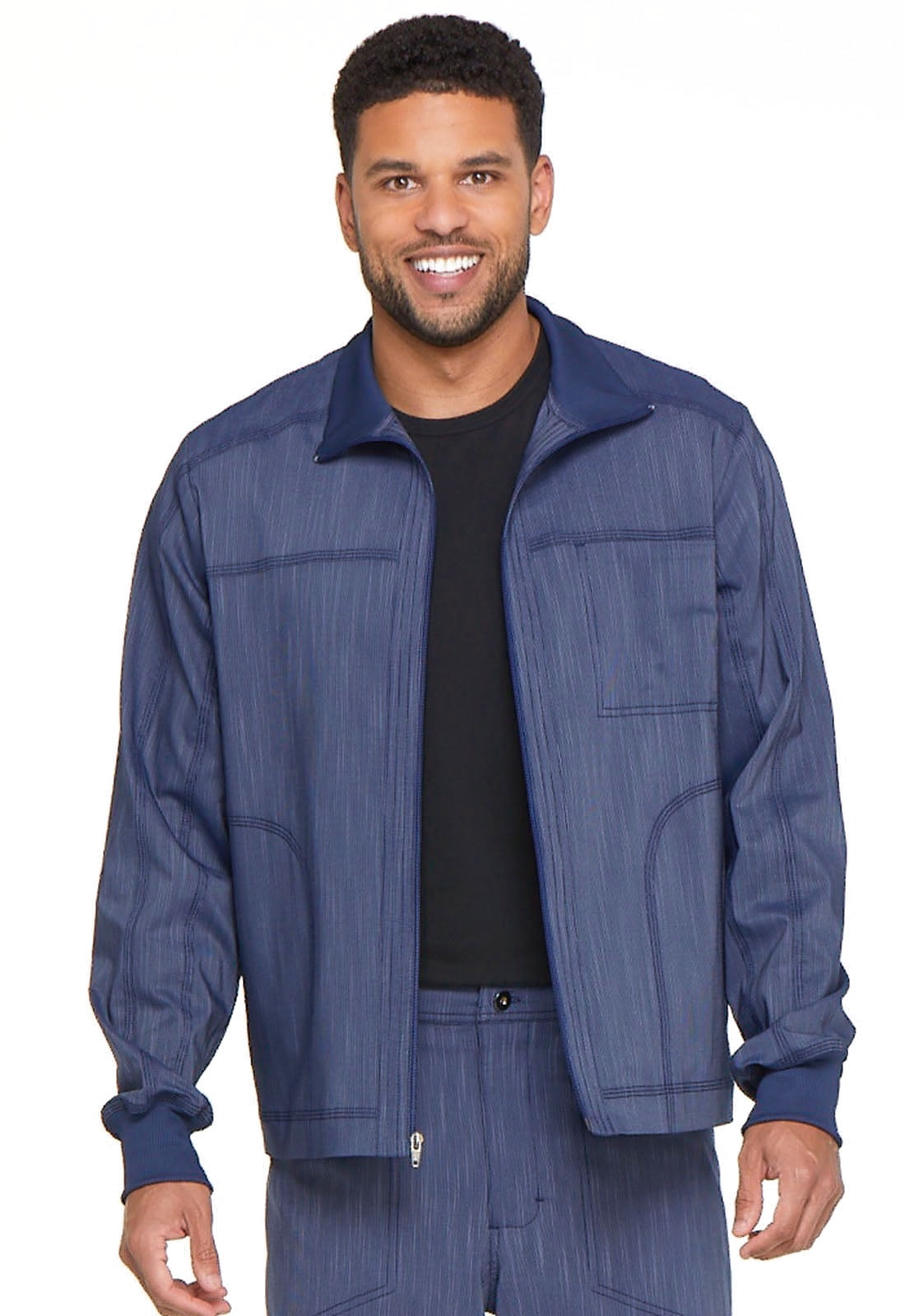 Dickies - Dickies Advance Scrubs Warm Up Jacket for Men Zip Front Moto DK315, M, D Navy Twist 