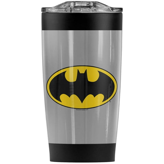 Batman Logo Stainless Steel Tumbler 20 oz Coffee Travel Mug/Cup, Vacuum Insulated & Double Wall with Leakproof Sliding Lid | Great for Hot Drinks and Cold Beverages