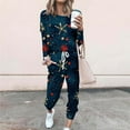 thumbnail image 2 of asdoklhq Fall Pajamas Women Fashionable Christmas Loose Printed Long Sleeved Round Neck Drawstring Casual Set Multicolor 5X, 2 of 5