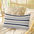 thumbnail image 4 of Beige Navy Blue Striped Pillow Covers, Linen Long Throw Pillow Case, Farmhouse Stripes Modern Abstract Art Holiday Pillow Protector Decorative Cushion Cover for Living Room/Bedroom 20" x 30", 4 of 8