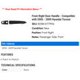 thumbnail image 2 of Front Right Door Handle - Compatible with 2005 - 2009 Hyundai Tucson 2006 2007 2008, 2 of 2
