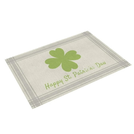 

St. Patricks s Day Placemats Scandinavians Irish Day Plaid Decorative Placemats Insulated Tablecloths