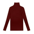 thumbnail image 4 of Women Fashion Solid Long Sleeve Turtleneck Blouse Tops Slim Fit Stretchy Layer Tee Shirts, 4 of 4