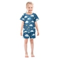 thumbnail image 3 of Clouds Star Pattern Summer Pajama Set Soft Cotton Short Sleeve Sleepwear 2PCS Pajama Sets Breathable Lounge Set Size 6Y, 3 of 7