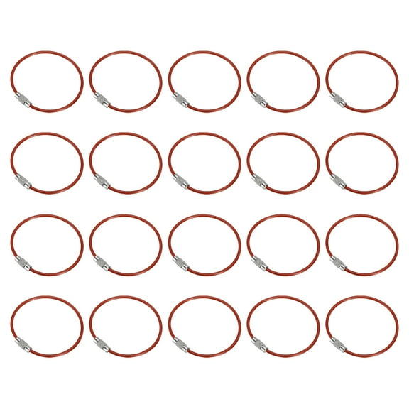 Uxcell 5.9" Length Wire Keychain Cable, 20 Pack Stainless Steel 2mm Key Ring Loop for Outdoor Hiking Sport, Red
