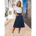 thumbnail image 2 of DARING DIVA Women's Buttons Front A-Line Flowy Midi Skirts with Pocket M Dark Blue, 2 of 6