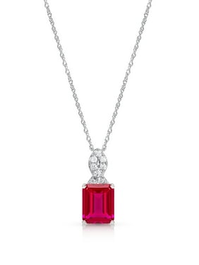 Sterling Silver Created Ruby Pendant Necklace