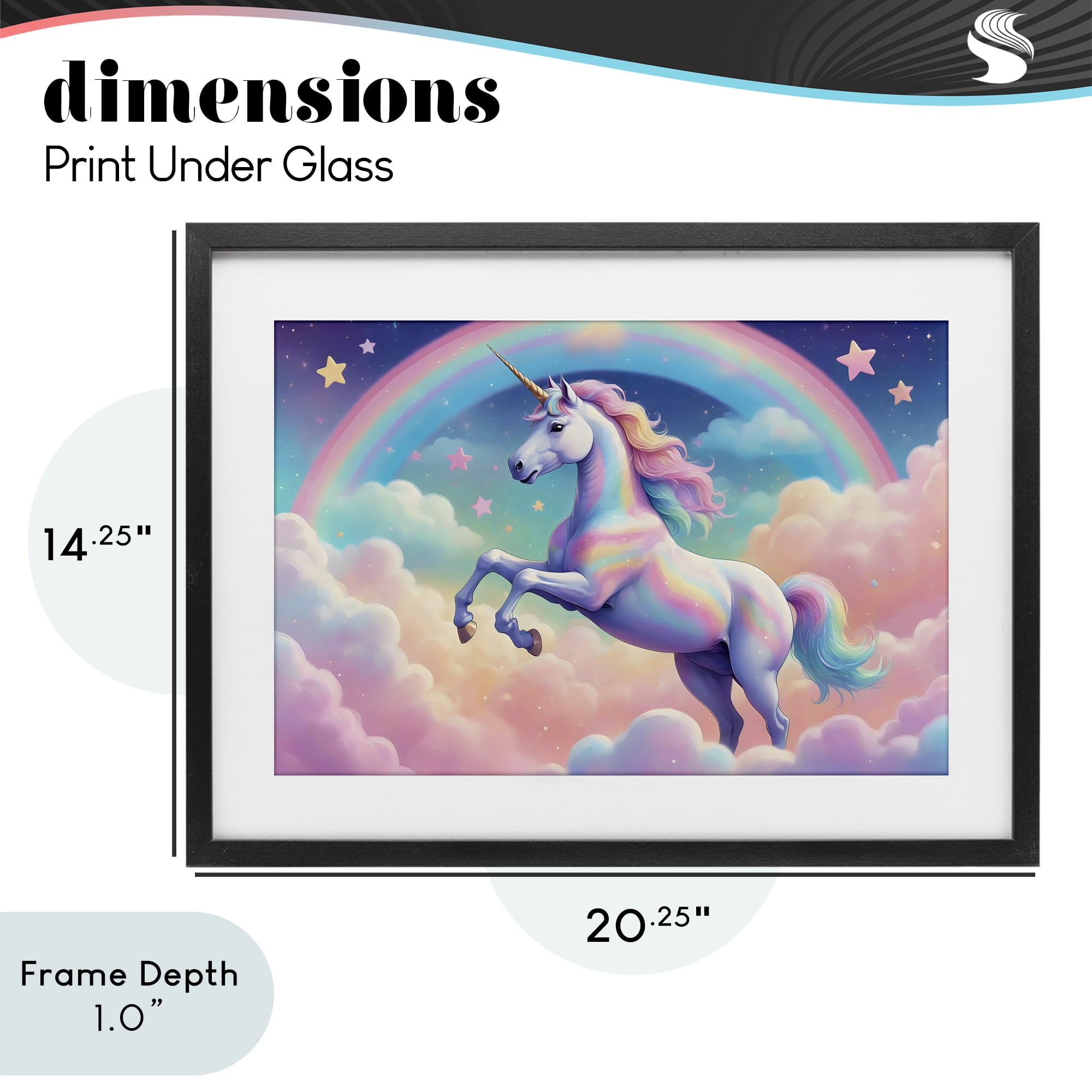 Stupell Industries Colorful Galaxy Unicorn Black Framed Print Under Glass, design by Creative Studio