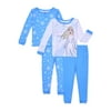 Frozen 2 Toddler Girl Long Sleeve Snug Fit Cotton Pajamas, 4pc Set