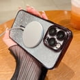 thumbnail image 4 of iPhone 15 Pro MAX 5g 6.7” 2023 Magnetic Case with Camera Lens Protector, Luxury Plating Bling Gradient Glitter Cover Compatible with MagSafe Soft Clear Shockproof Protective Case (Purple), 4 of 10