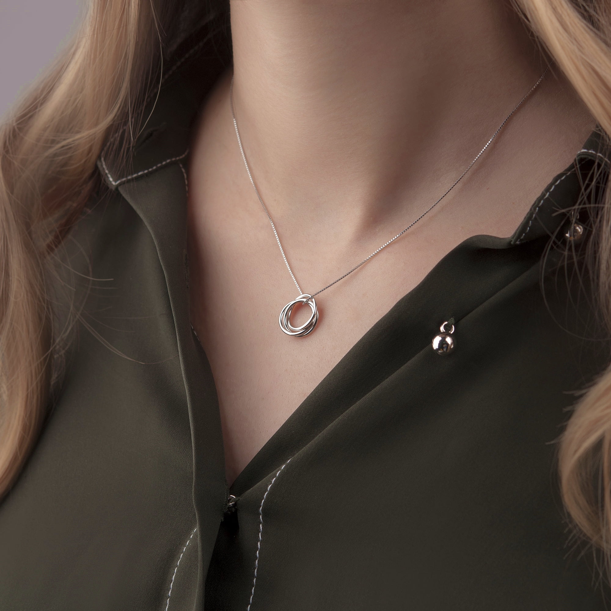 Anavia 30th Birthday Gift for Wife from Husband, 925 Sterling Silver Three Rings Necklace for Her Birthday Gifts
