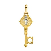 14k Yellow Gold Key San Benito Pendant Necklace 10x27mm Jewelry for Women - 1.3 Grams